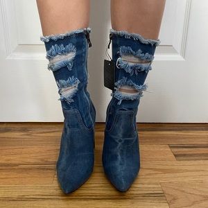Denim boots